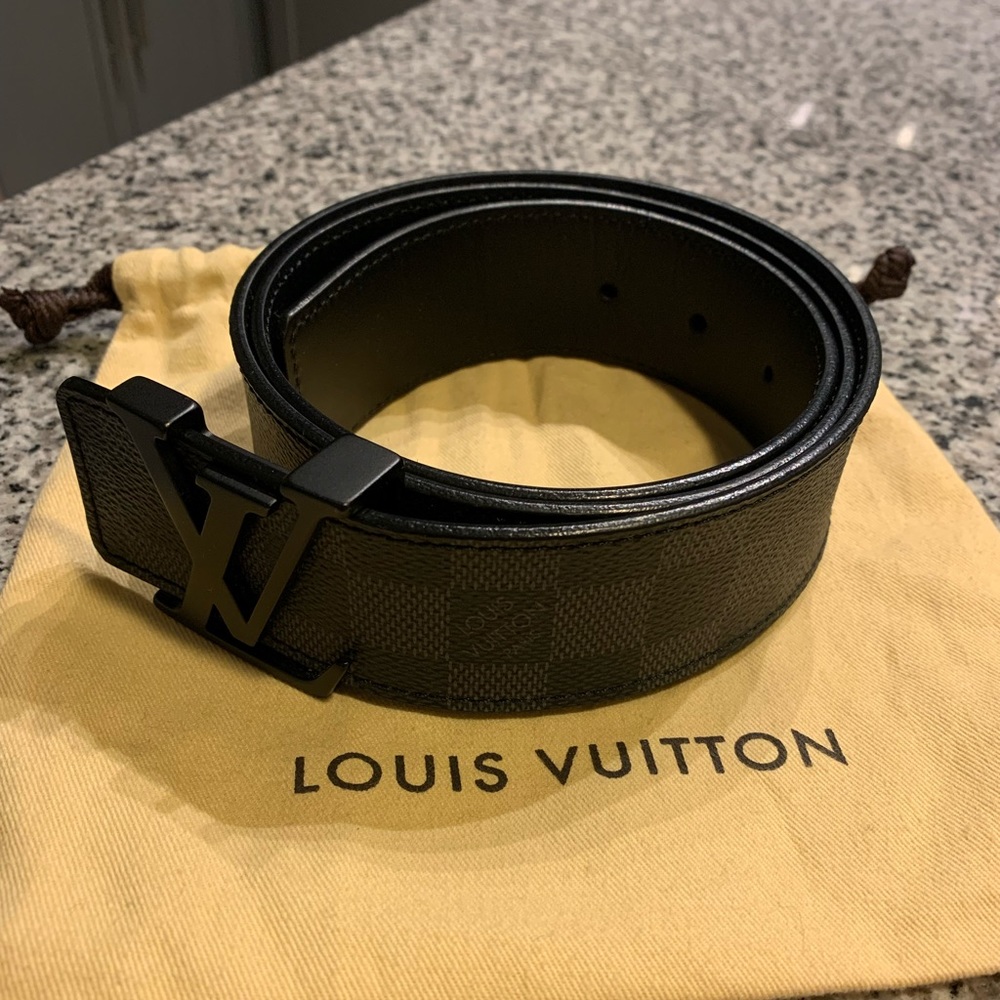 Louis Vuitton Mens Graphite/Black Damier Belt